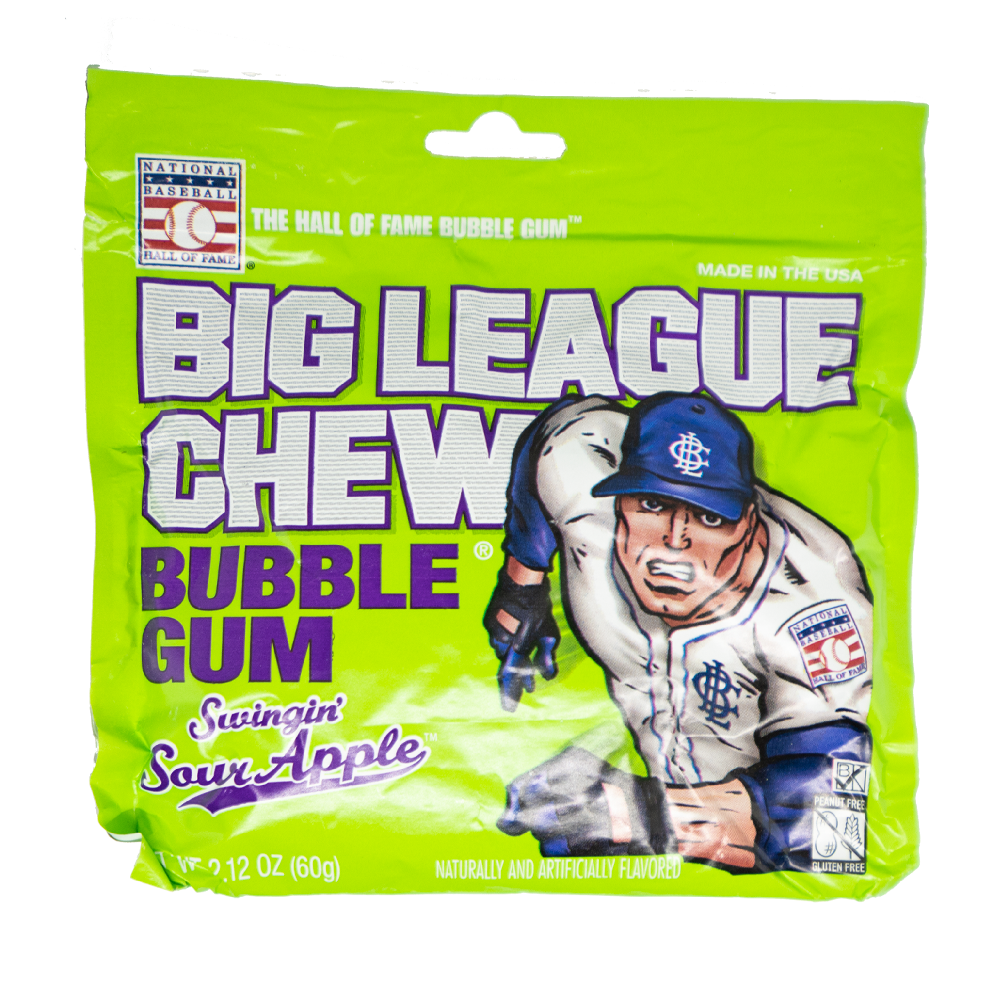 Big League Chew Bubble Gum, Sour Apple - 2.12 oz pouch